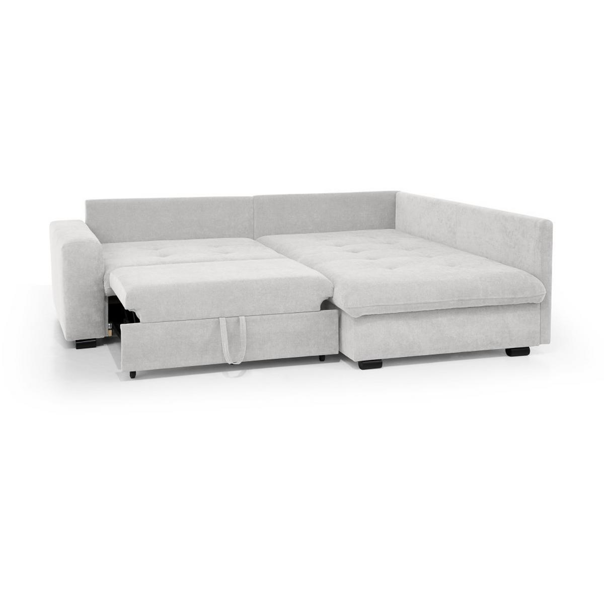 ECKSCHLAFSOFA Ramo mit Bettkasten, Topper gratis, Beige, rechts - Beige/Schwarz, Textil (229/190cm) - Beautysofa