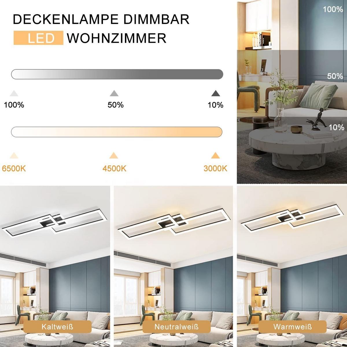 LED-DECKENLEUCHTE Kranzwacht 25.5/7.5/80.0 cm - Schwarz, Glas (80/25.5/7.5cm) - ZMH