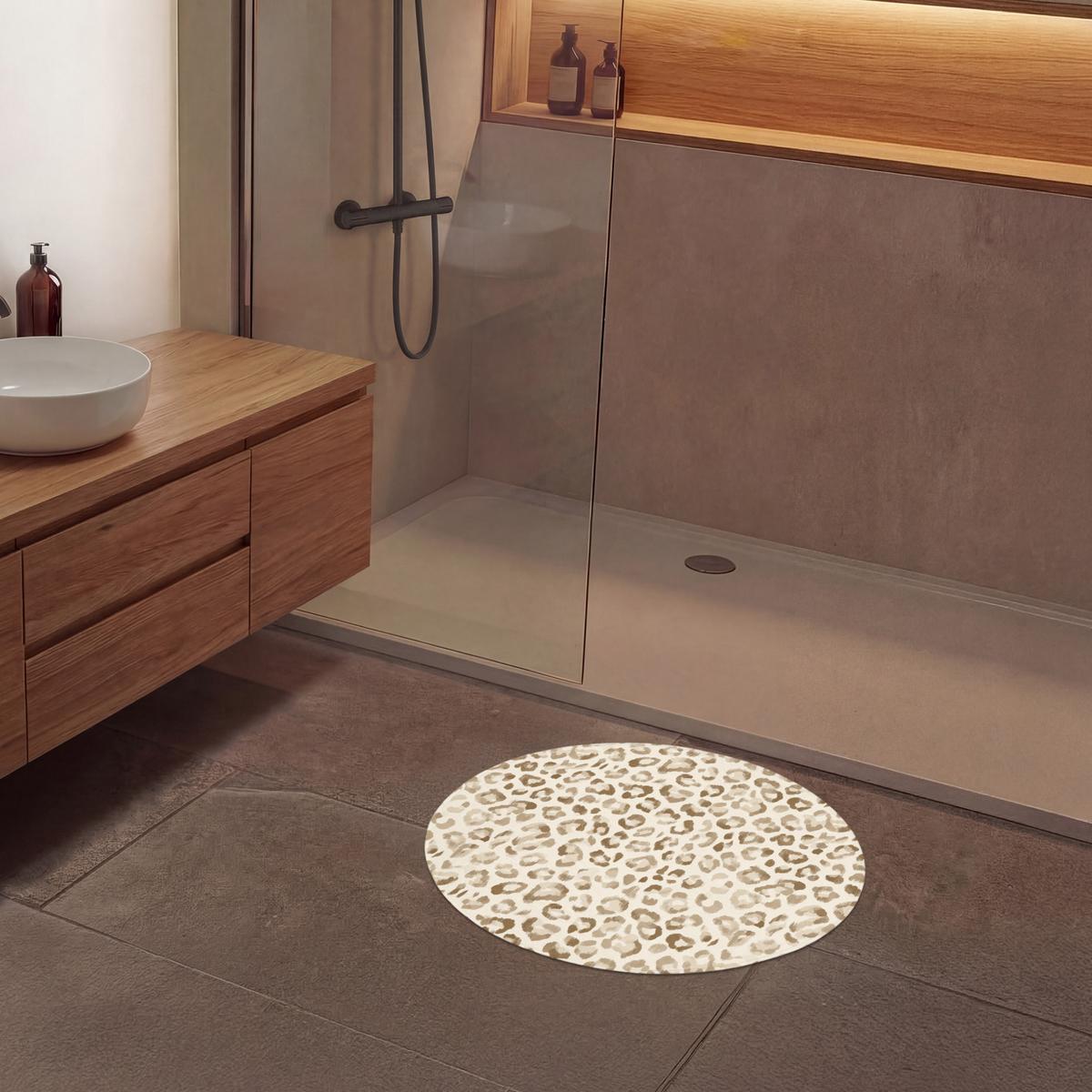 BADEMATTE Leopard - Klassisch - Beige Badvorleger 70x70 cm - Hellbraun, Textil (70/70cm) - OnlyWow
