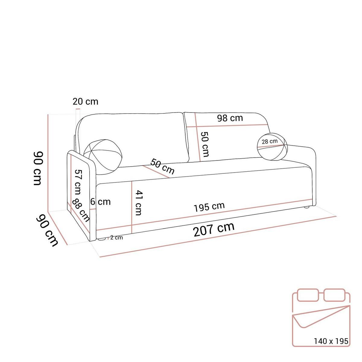 SCHLAFSOFA CUDDLE mit Schlaffunktion und Bettkasten, Quelle 05 - Beige, Textil (207/90/90cm) - Lookway