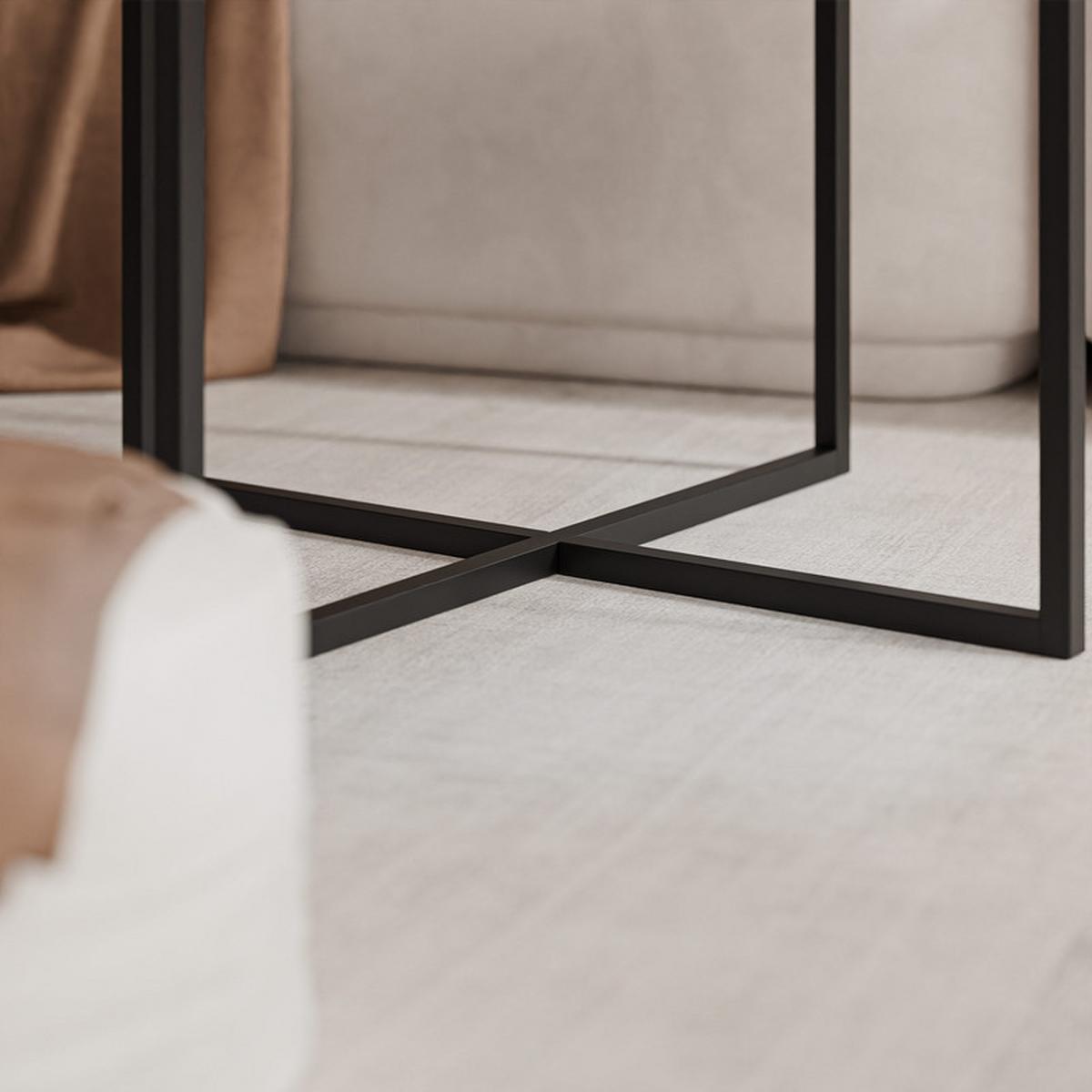 COUCHTISCH BESARO 75/47 cm runden, Schwarz / Lefkas-Eiche - Schwarz/Eiche San Remo, Metall (75/75/47cm) - Idohome