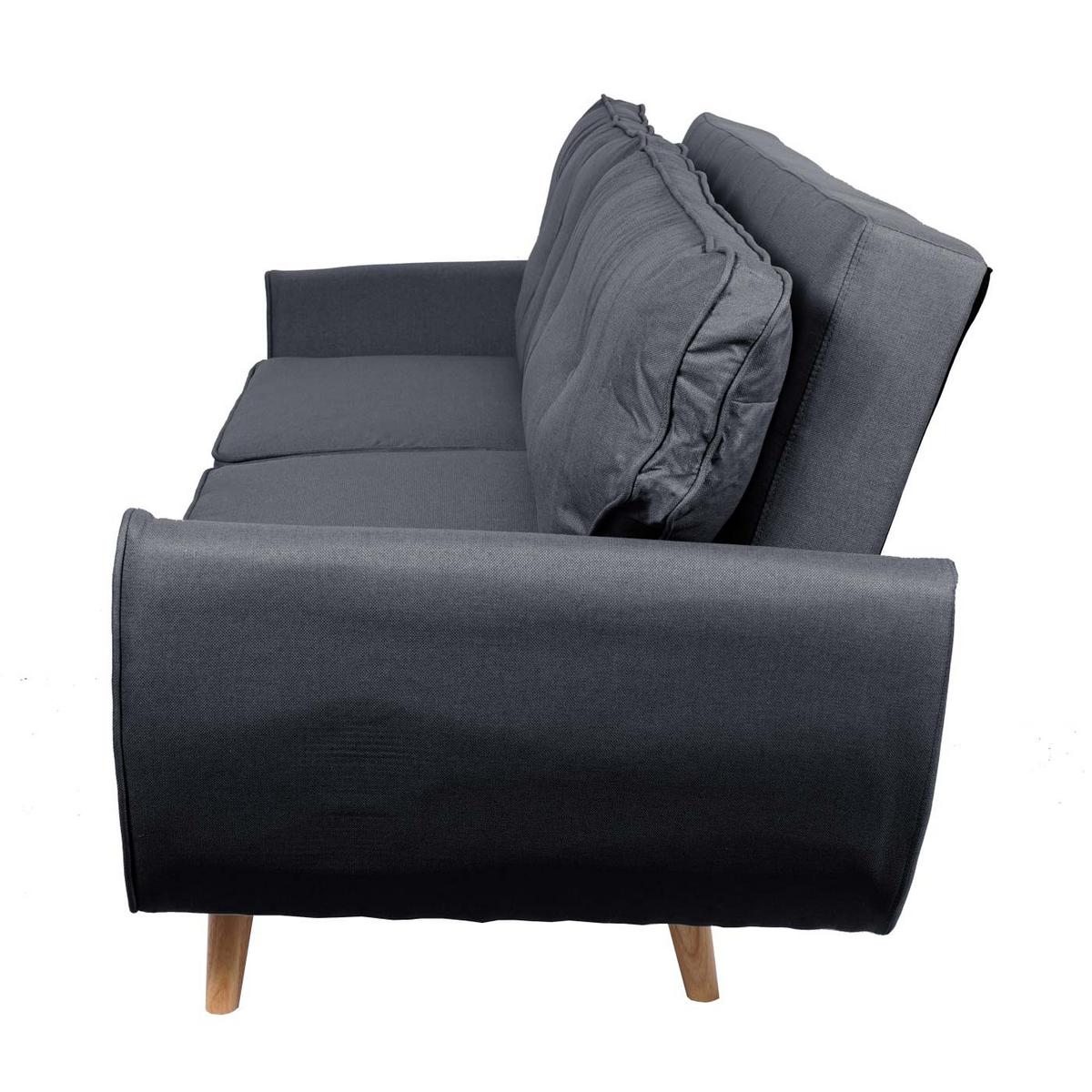 3ER-SOFA Anthrazit - Anthrazit/Schwarz, Textil (203/94/116cm) - MCW