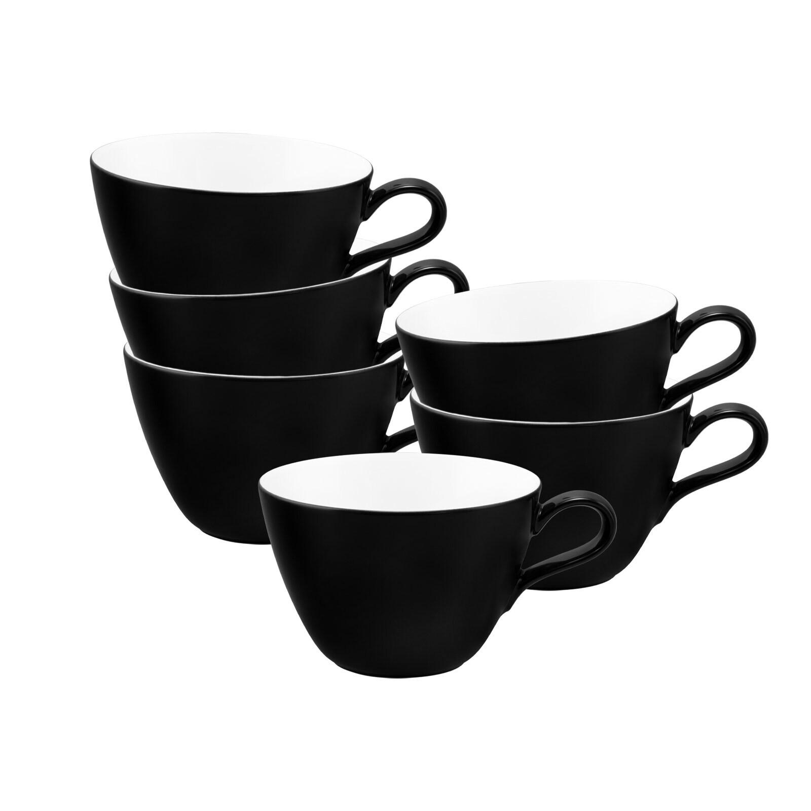 MILCHKAFFEETASSEN Life Fashion Glamorous Black 370 ml 6er Set - Schwarz, Keramik (0.37L) - Seltmann Weiden