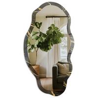SPIEGEL 90x45 cm asymmetrisch mit Druck - Luxuriöse Wellen - Transparent, Glas (45/90/0.4cm) - TULUP