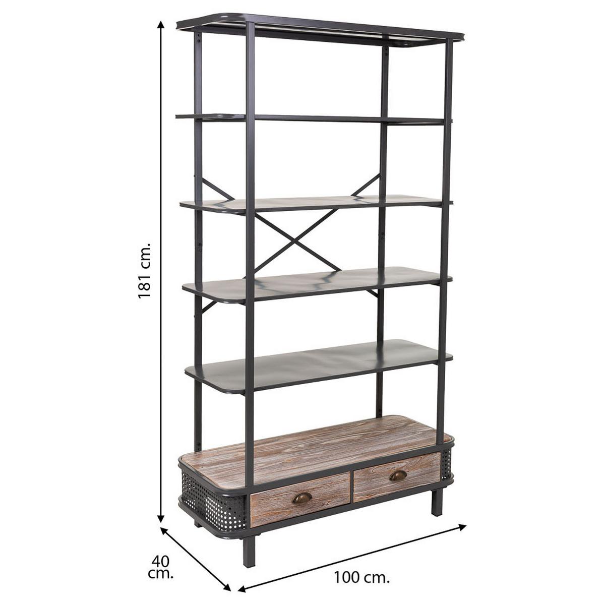 REGAL aus Metall und Holz, Grau, 100x40x181 - Grau, Metall (100/181/40cm) - Wanderlust