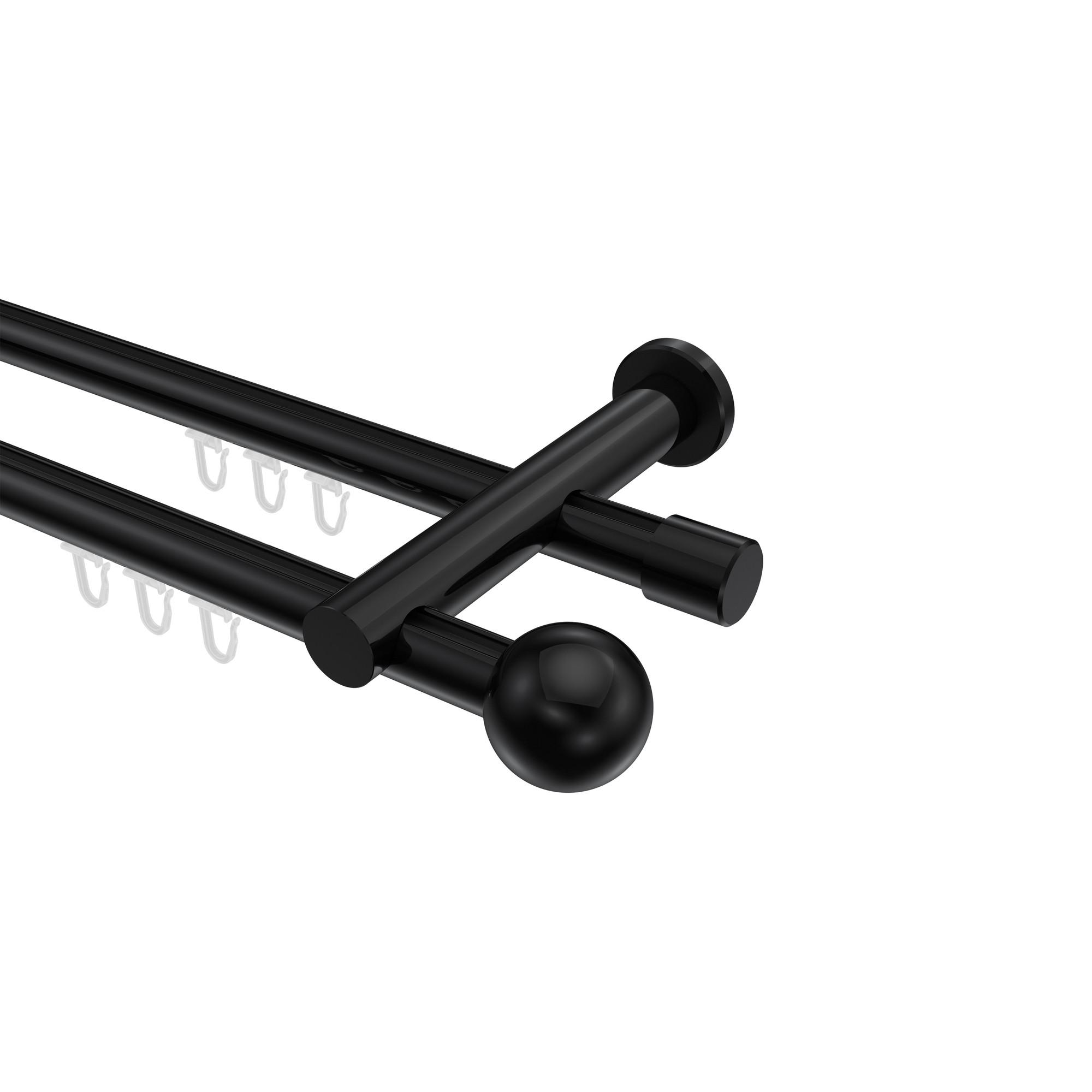 GARDINENSTANGE INNENLAUF Platon Luino 320 cm (geteilt in 2 x 160 cm), 2-läufig, 20 mm Ø Schwarz - Schwarz, Metall (320cm) - INTERDECO
