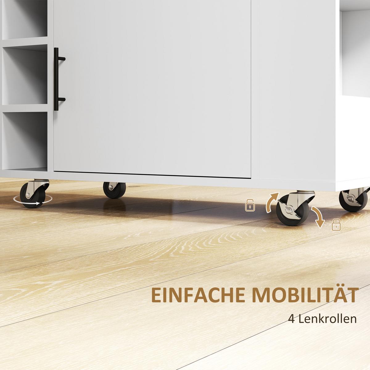 KÜCHENWAGEN Servierwagen mit Schrank, Arbeitsplatte, Ablagen, Weinregalen, Eiche - Eichefarben/Schwarz, Holz/Holzwerkstoff (40/83/83cm) - HOMCOM
