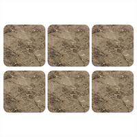 GLASUNTERSETZER 6er-Set Marmor - Braun - Glitter 10x10 cm - Braun, Naturmaterialien (10/0.2cm) - MuchoWow