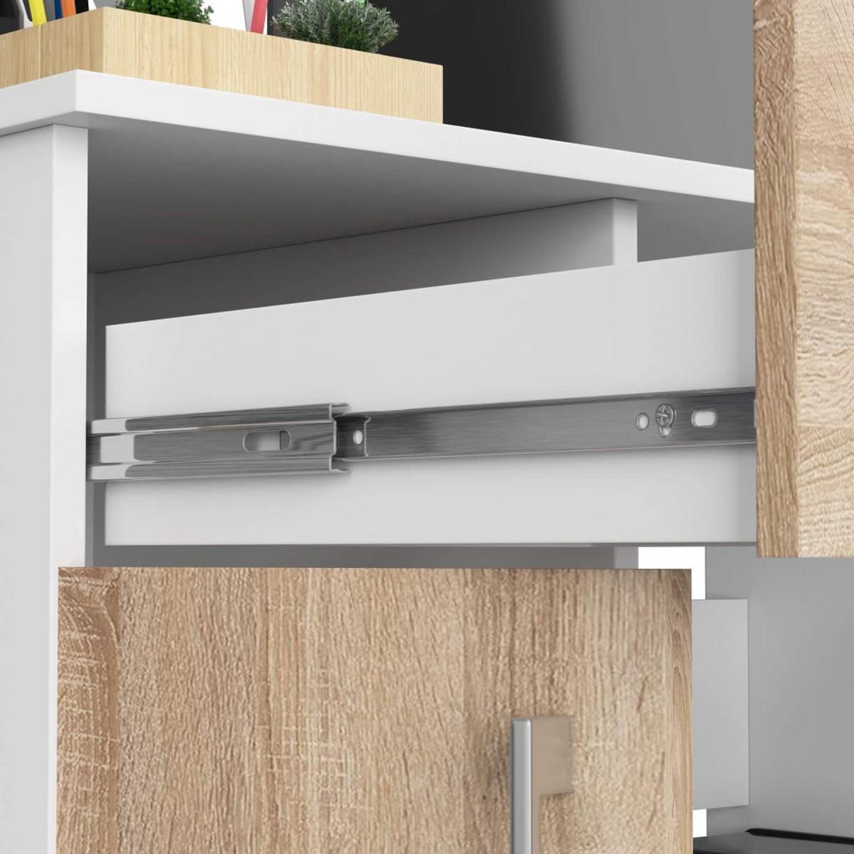 SCHREIBTISCH Weiß, Eiche Sonoma 74/90/50 - Weiß/Sonoma Eiche, Holzwerkstoff (90/50/74cm) - RAUMHIRSCH FURNITURE