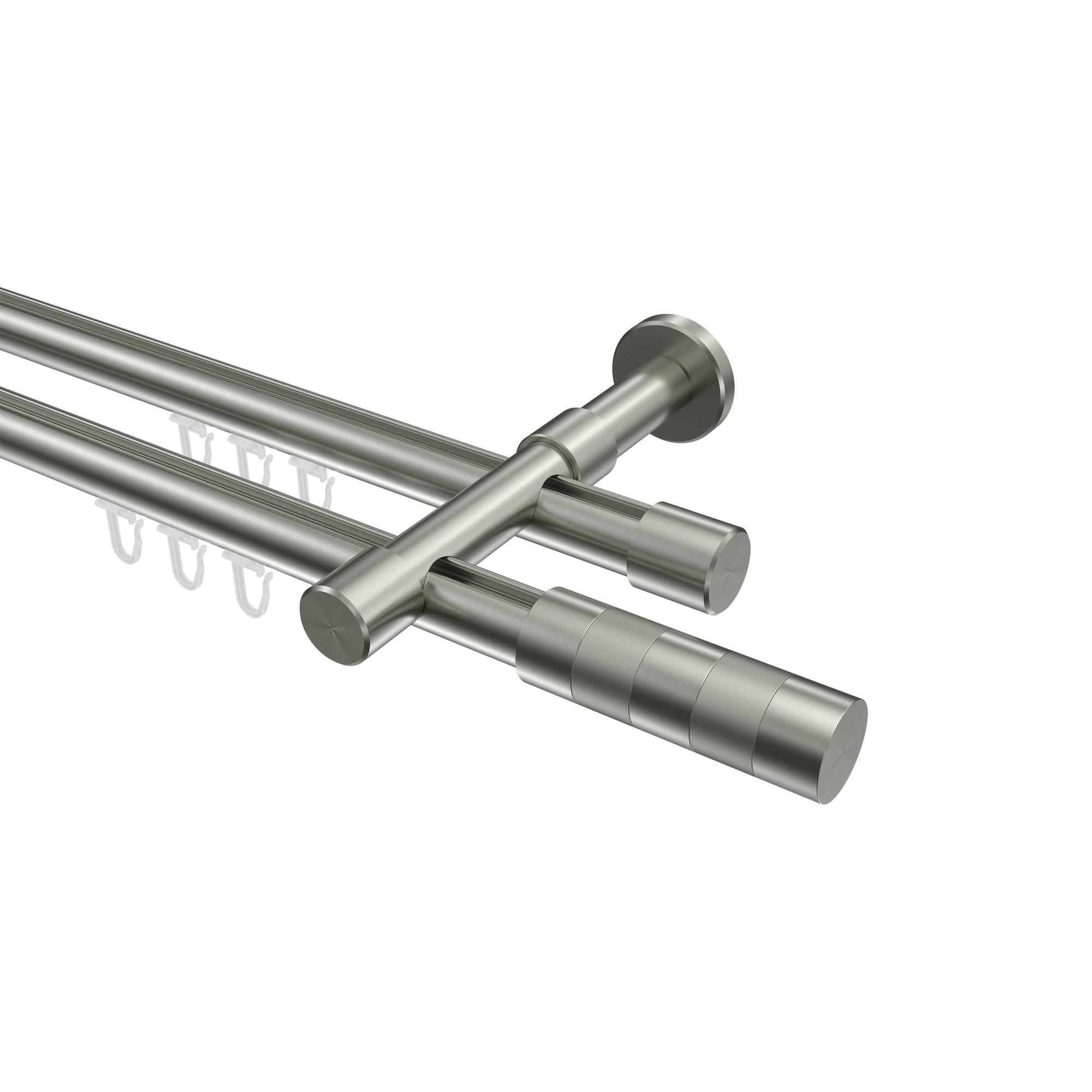 GARDINENSTANGE INNENLAUF Prestige Mavell 100 cm, 2-läufig, 20 mm Ø Edelstahl-Optik - Edelstahlfarben/Silberfarben, Metall (100cm) - INTERDECO