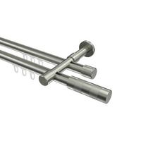 GARDINENSTANGE INNENLAUF Prestige Mavell 100 cm, 2-läufig, 20 mm Ø Edelstahl-Optik - Edelstahlfarben/Silberfarben, Metall (100cm) - INTERDECO