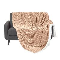 KUSCHELDECKE Sherpa 160/200 cm, Samtdecke mit Dreieckmuster - Hellbraun, Textil (160/200cm) - Homescapes