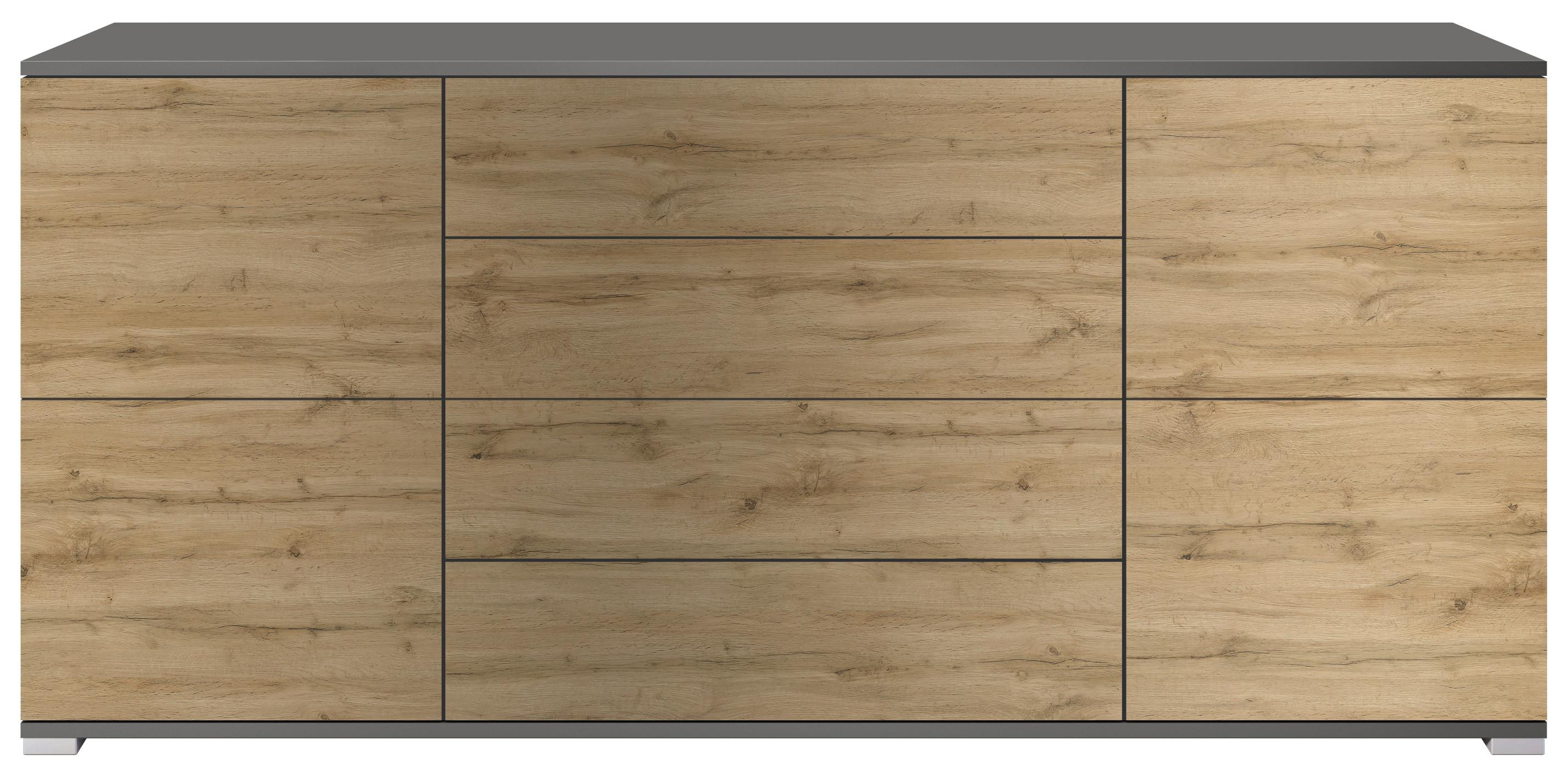 SIDEBOARD Rova Eiche Evoke - Dunkelbraun/Eiche San Remo, Holzwerkstoff (166.5/75.5/35cm) - Vladon