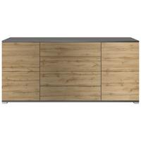 SIDEBOARD Rova Eiche Evoke - Dunkelbraun/Eiche San Remo, Holzwerkstoff (166.5/75.5/35cm) - Vladon