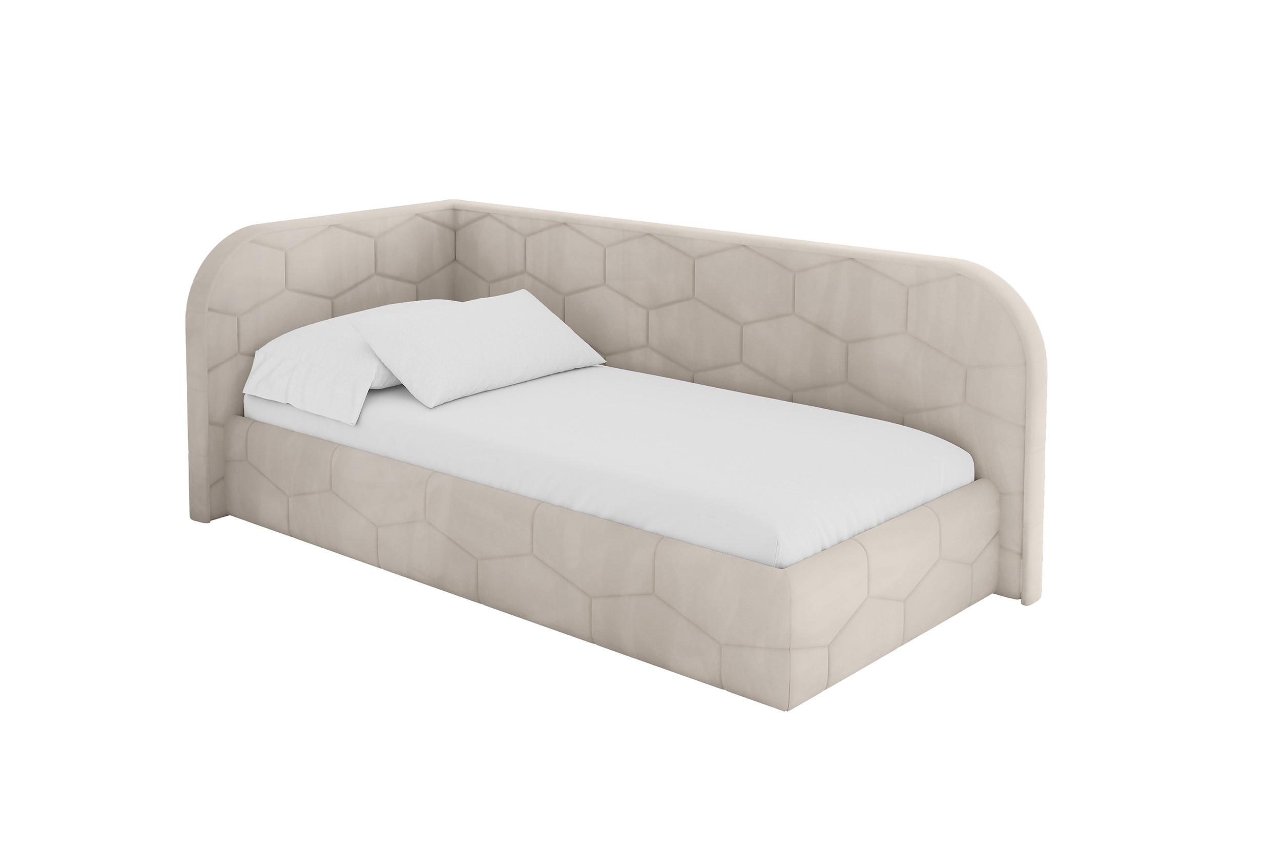 EINZELLBETT Jugendbett mit Bettkasten und Matratze H3/H4, Rechts - JAXY 100x200 Beige - Sandfarben, Holzwerkstoff/Textil (100/200cm) - ALTDECOR