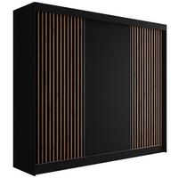 KLEIDERSCHRANK mit Lamel-Schiebetüren VILANv2 - 250 cm Schwarz + Lamelle Eiche Wotan - Eiche Wotan/Schwarz, Holzwerkstoff (250/215/61cm) - ALTDECOR