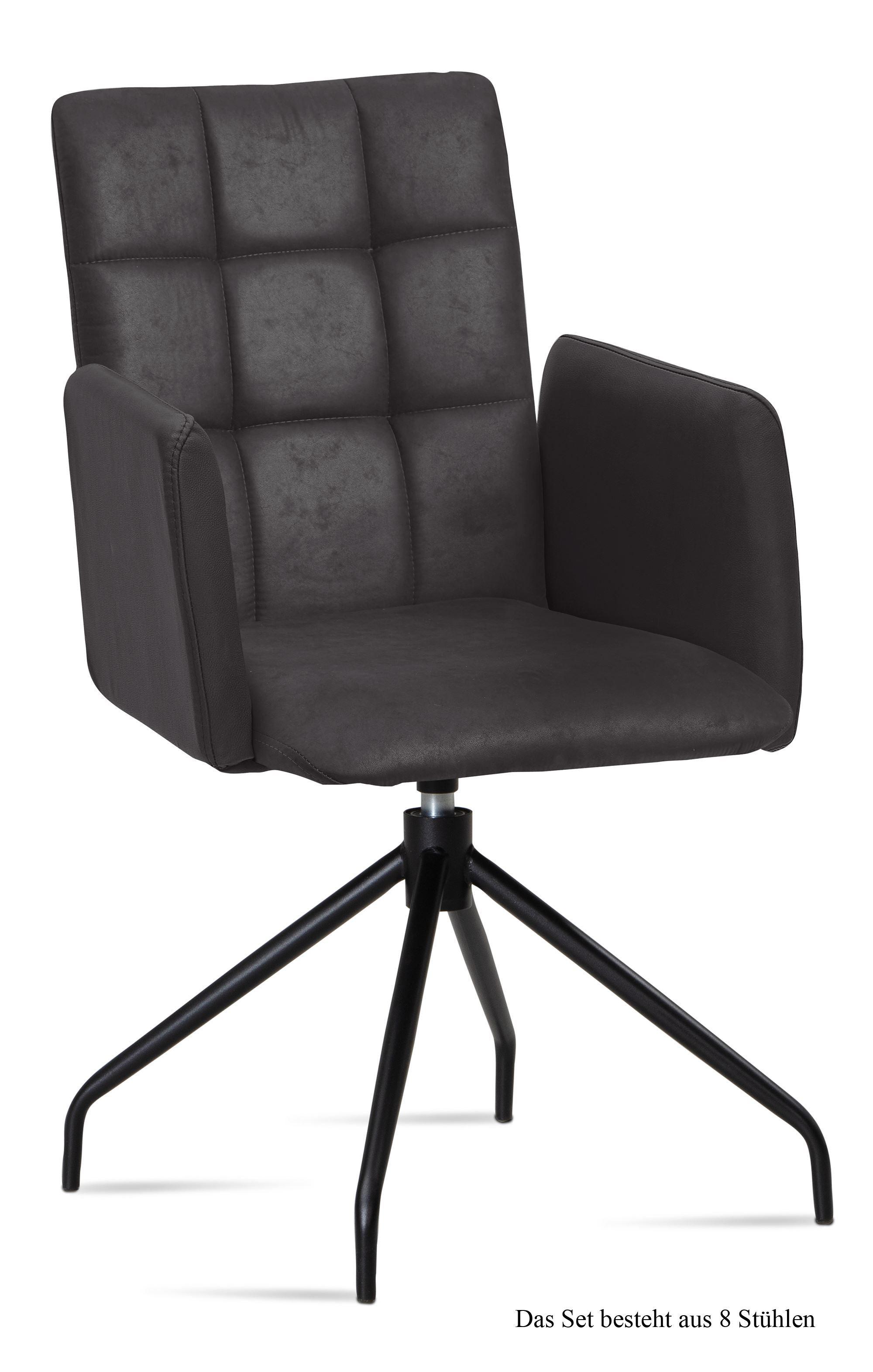 ARMLEHNSTUHL drehbar (8er-Set) Dollie 52x91x60 Schwarz/Anthrazit - Anthrazit/Schwarz, Kunststoff (60/91/52cm) - 58aufmkessel