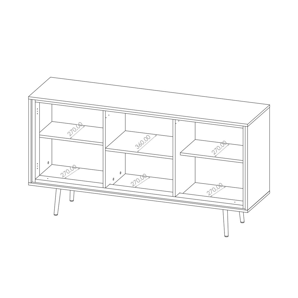 KOMMODE Lori mit 3 Türen, Push-to-open-Öffnung, kaschmir - Kaschmir, Holzwerkstoff/Metall (150/80/40cm) - Beautysofa