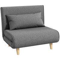 EINZELSOFA Sofabett Klappsofa verstellbar Rückenlehne nordisch skandinavisch - Naturfarben/Grau, Holz/Textil (78/80/94cm) - HOMCOM