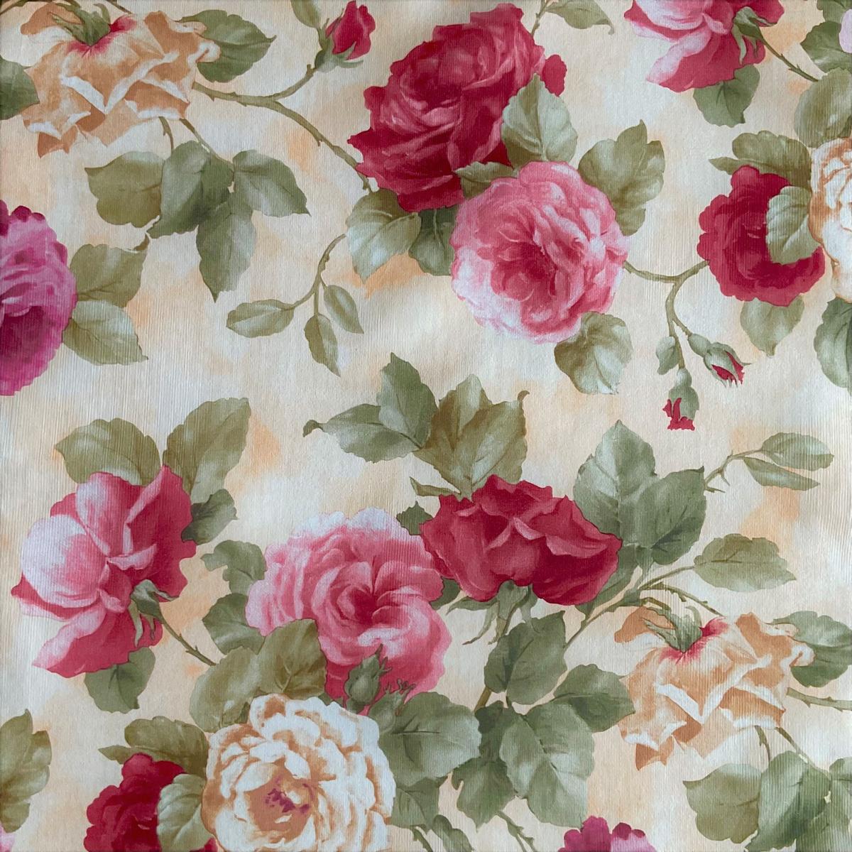 OHRENSESSEL mit HOCKER, hoher Sitzkomfort durch Wellenunterfederung B90/H98/T76 cm, Webstoff Blumenmuster bunt / 18004 - Multicolor/Schwarz, Holz/Textil (90/98/76cm) - luma-home
