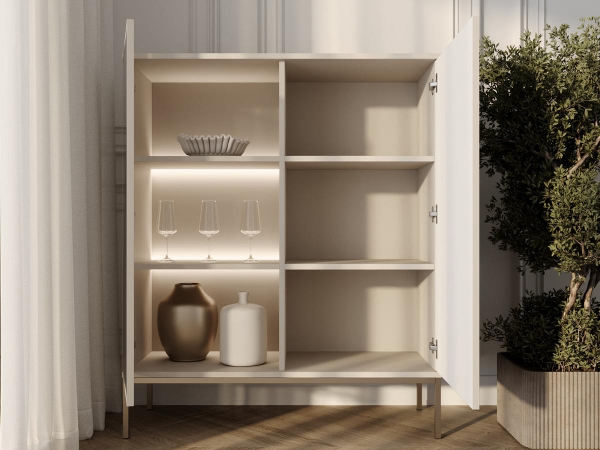 VITRINE Kaschmir 104/126/39 cm Deo - Kaschmir/Champagner, Glas/Naturmaterialien (104/126/39cm) - Graingold