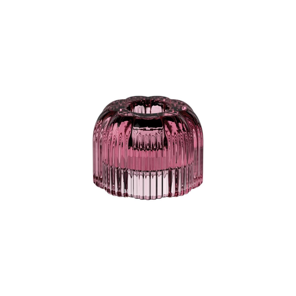 2IN1-KERZENSTÄNDER Fleur pink ø 6,3 cm 6er Set - Pink, Glas (6.3/4.5/6.3cm) - Villeroy & Boch