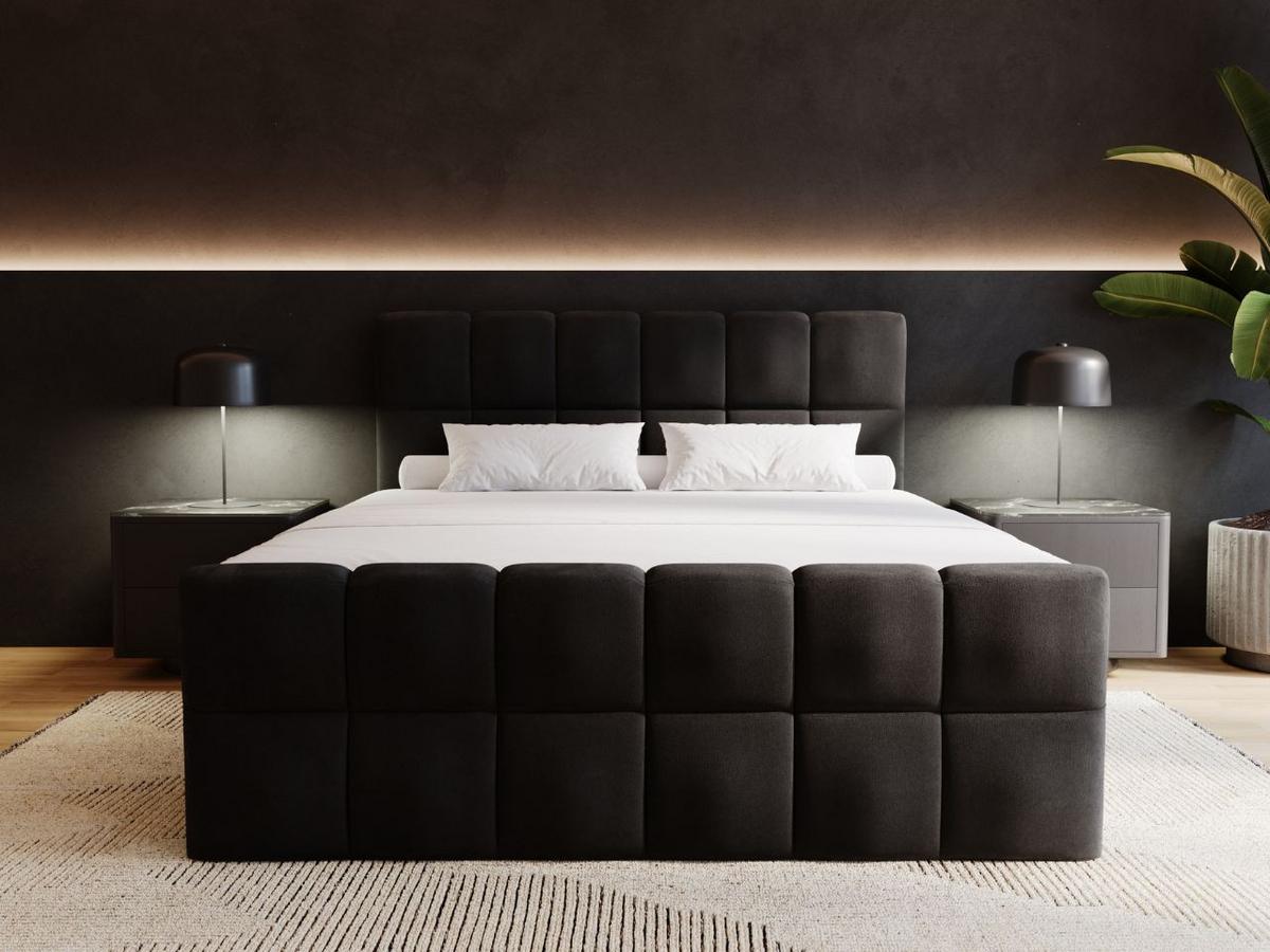 BOXBETT Alicante 180x200 Schwarz - Schwarz, Holz/Textil (180/200cm) - Graingold