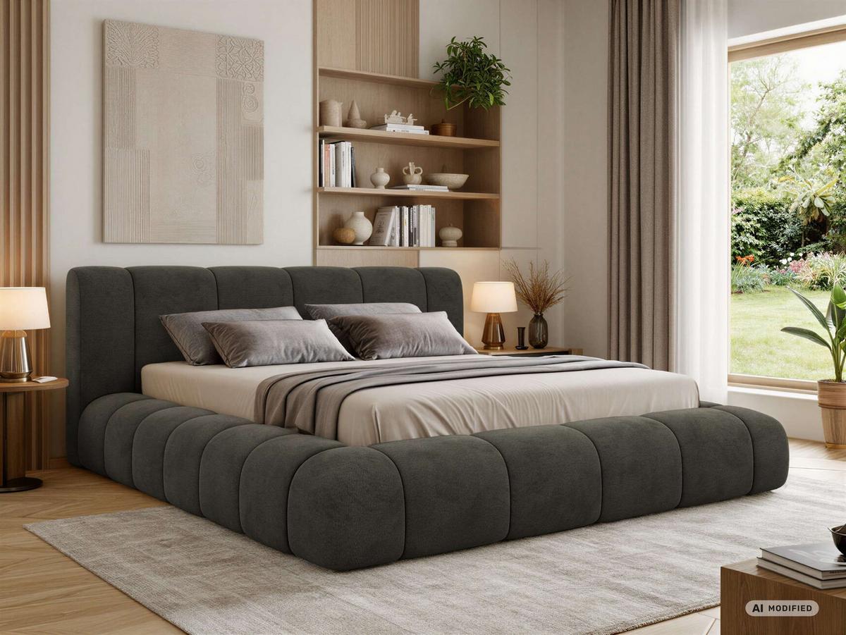 POLSTERBETT NUBEA CLASSIC 160/200 - Dunkelgrau Velvet - ohne Matratze - Dunkelgrau, Textil (160/200cm) - MKS