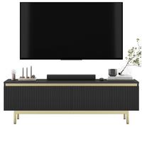 TV-SCHRANK Selene Schwarz Matt 140 cm mit Metallrahmen Glamour - Goldfarben/Schwarz, Holzwerkstoff (140/44/35cm) - Meble Lindner