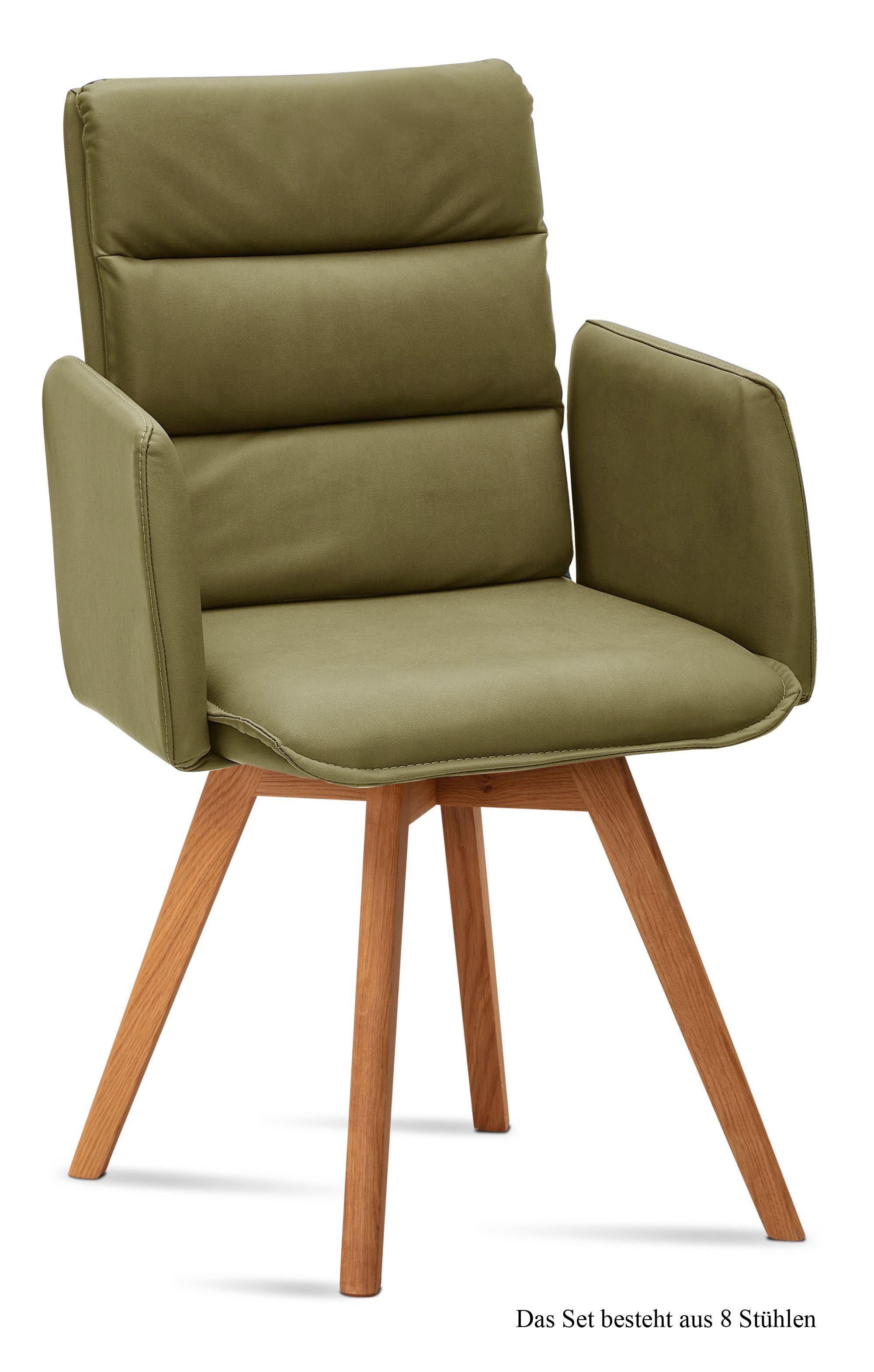 ARMLEHNSTUHL (8er-Set) Dodie 52x92x60 Eiche geölt/Olivgrün - Eichefarben/Olivgrün, Kunststoff (60/92/52cm) - 58aufmkessel