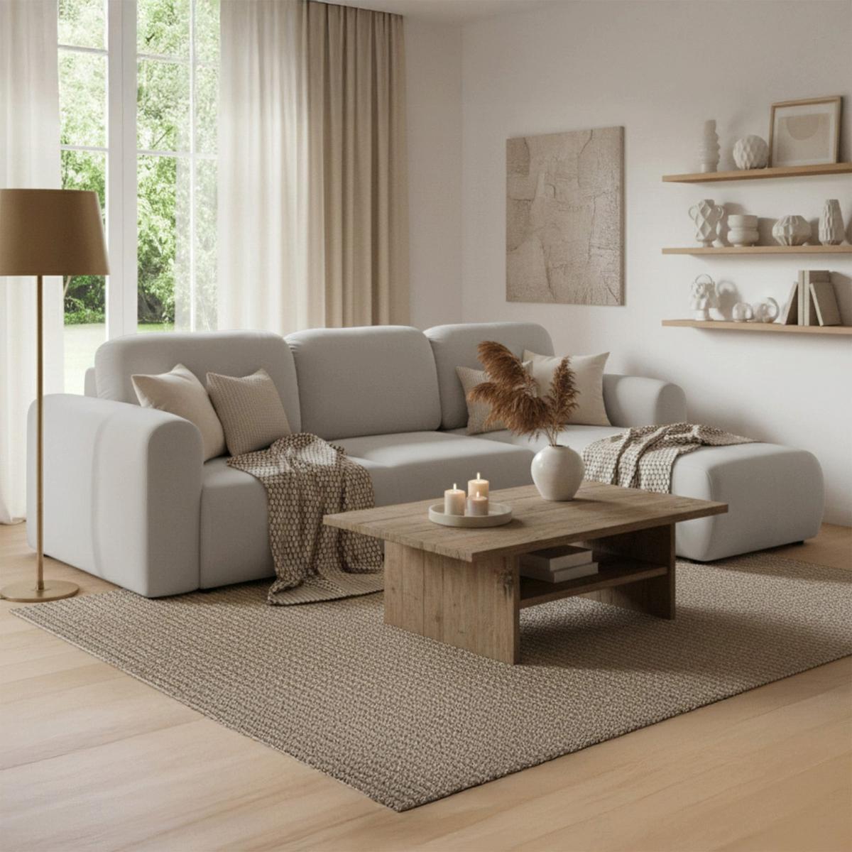 ECKSOFA Olido Graubeige-Samt - Taupe/Schwarz, Kunststoff/Textil (245/150cm) - Selsey