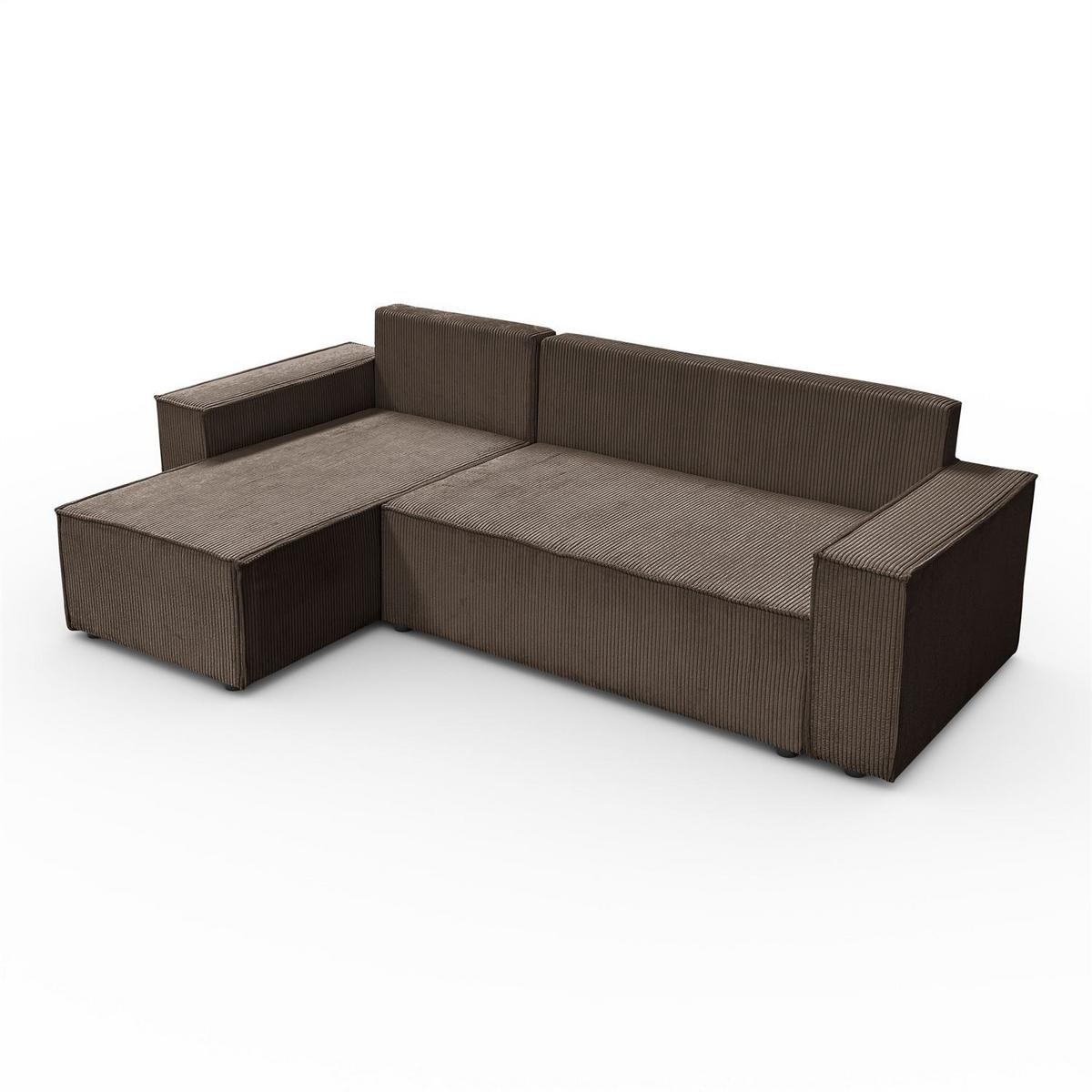 GEPOLSTERTES Ecksofa CARLOS L, Poso 06 - Braun, Textil (247/143cm) - Lookway