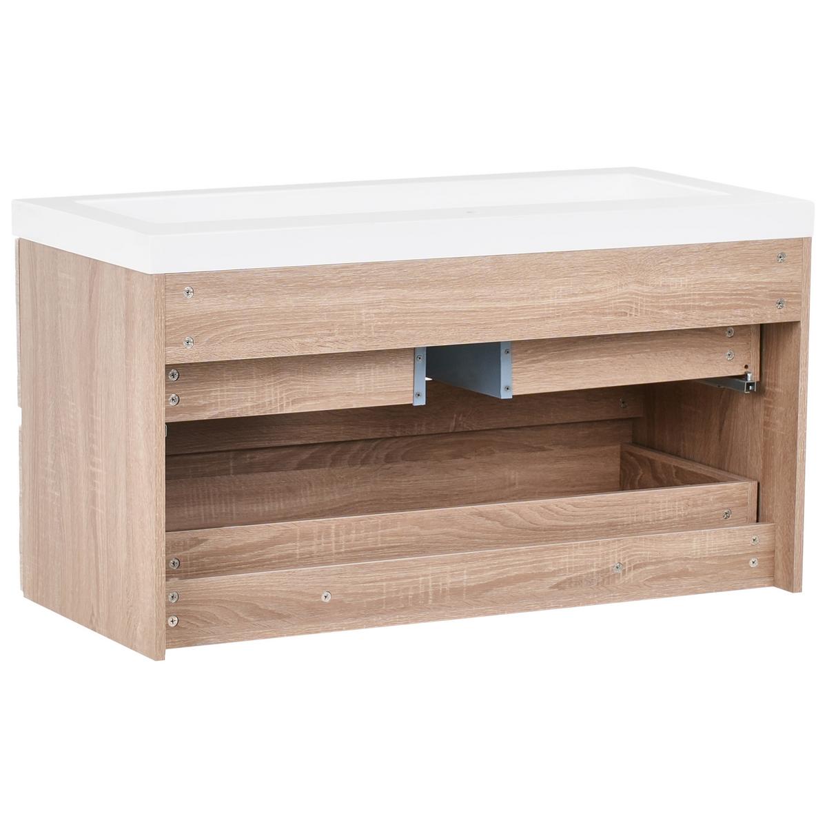 WASCHBECKENUNTERSCHRANK wandmontiertk mit Waschbecken Hellbraun Urucu - Hellbraun, Holzwerkstoff (100/55/46cm) - Beliani