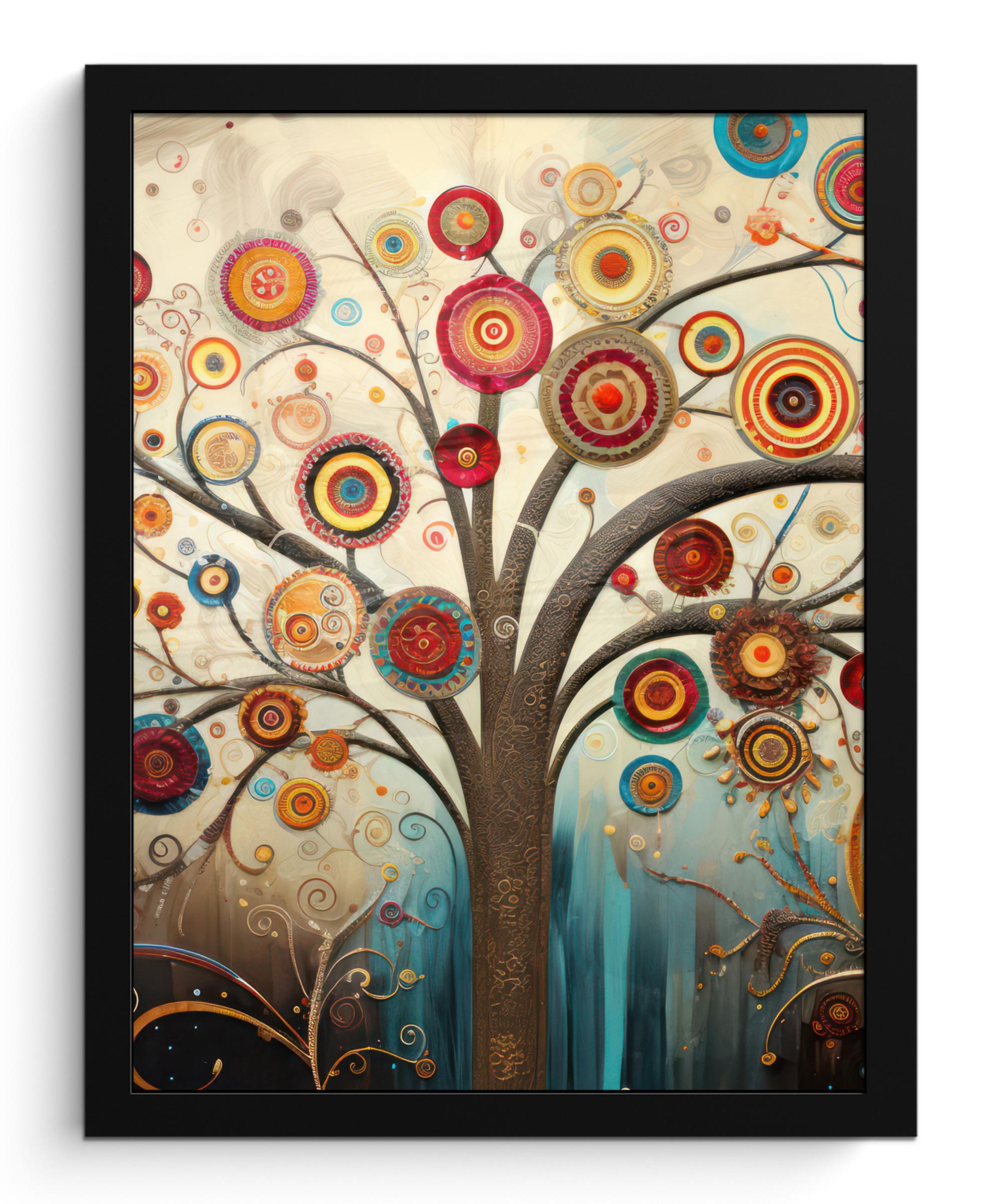 POSTER MIT RAHMENGERAHMTES BILD Baum - Baum des Lebens - Farbe Bilderrahmen 30x40 cm - Braun, Papier (30/40cm) - MuchoWow