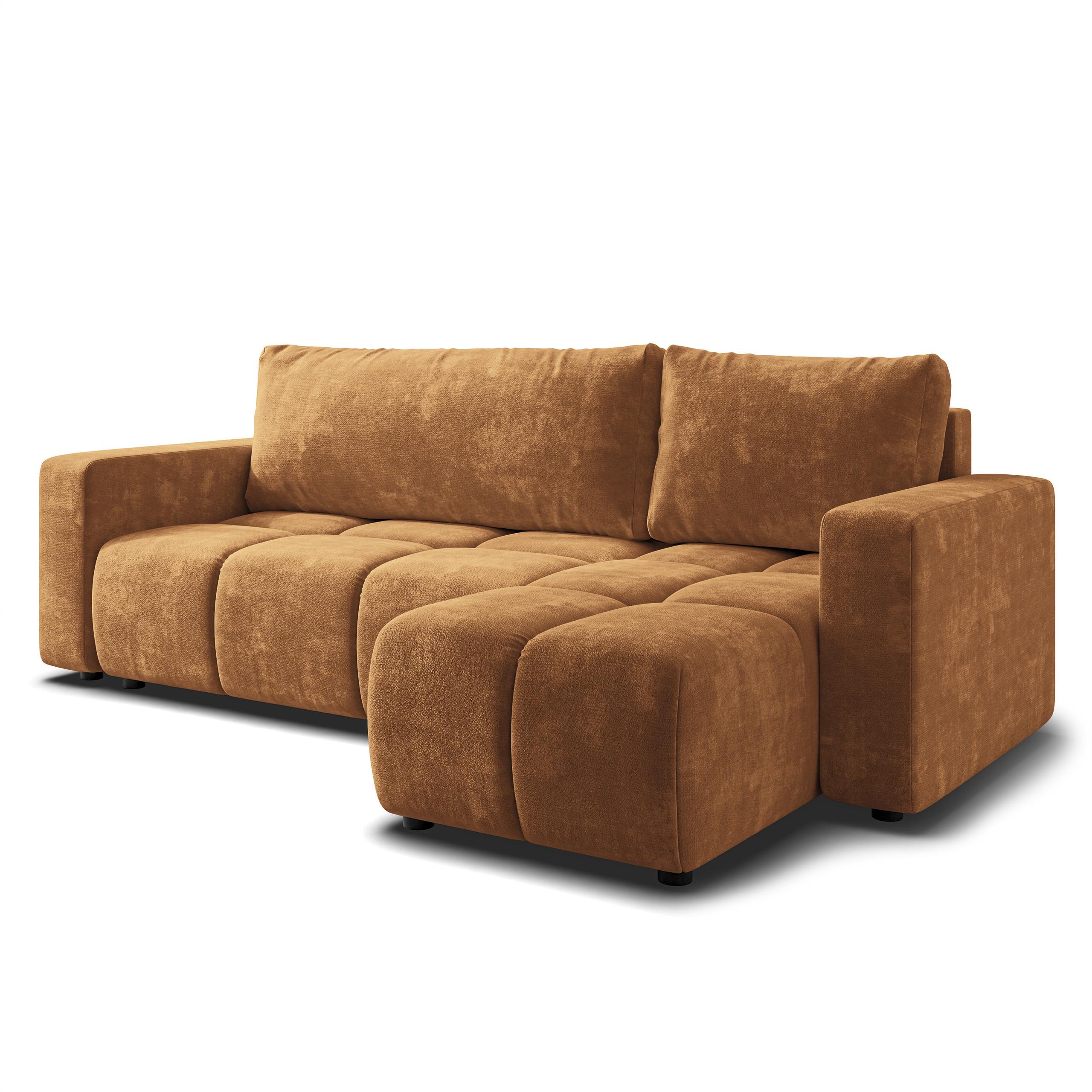 ECKSOFA RAMIL Hellbraun Chenille mit Schlaffunktion - Hellbraun, Holz (240/149cm) - MASSENO