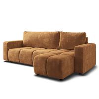 ECKSOFA RAMIL Hellbraun Chenille mit Schlaffunktion - Hellbraun, Holz (240/149cm) - MASSENO