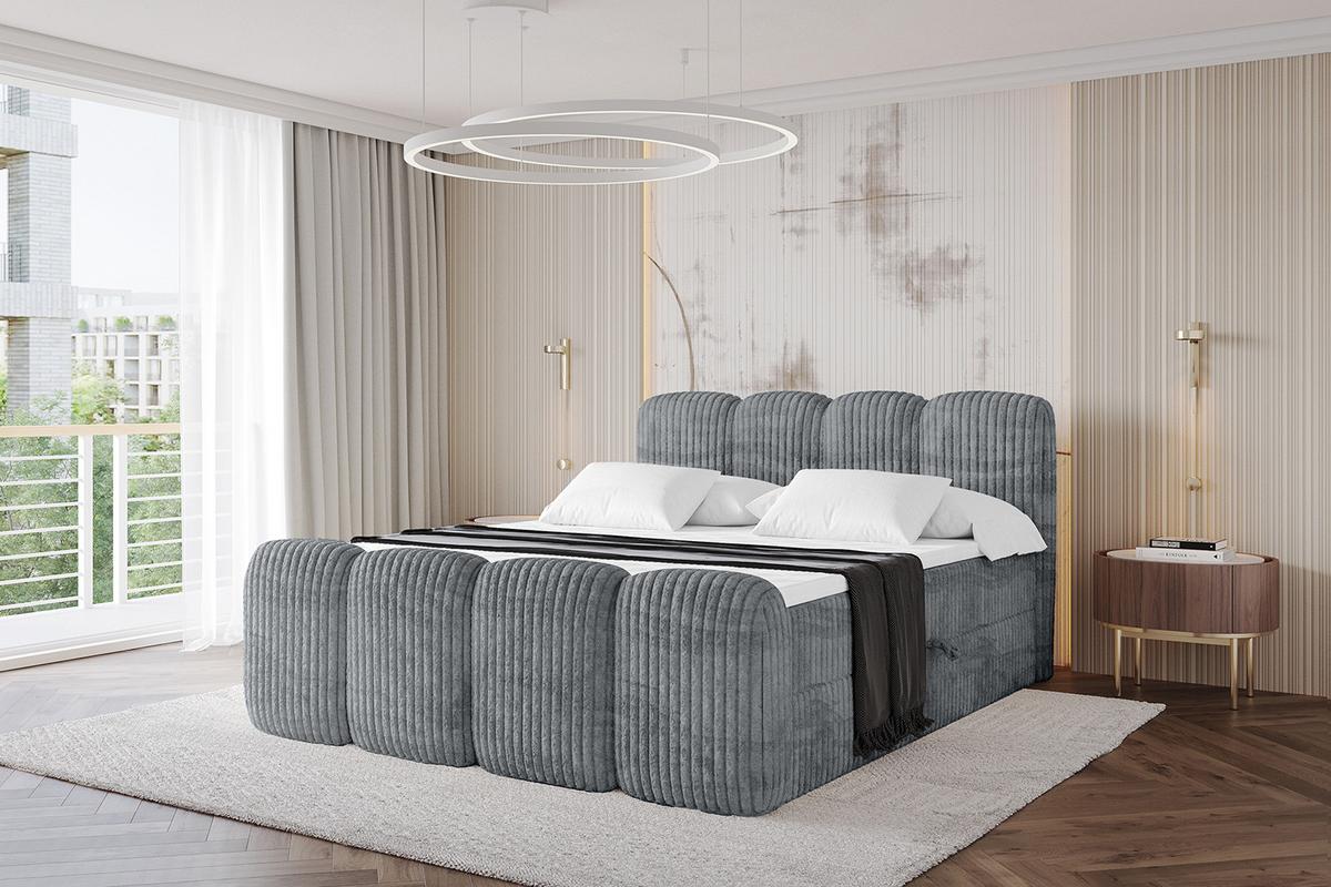 BOXBETT mit Matratze H4 und Lattenrost - NINA-Z - 180x200 cm - Dunkelgrau - Schieferfarben, Holzwerkstoff (180/200cm)