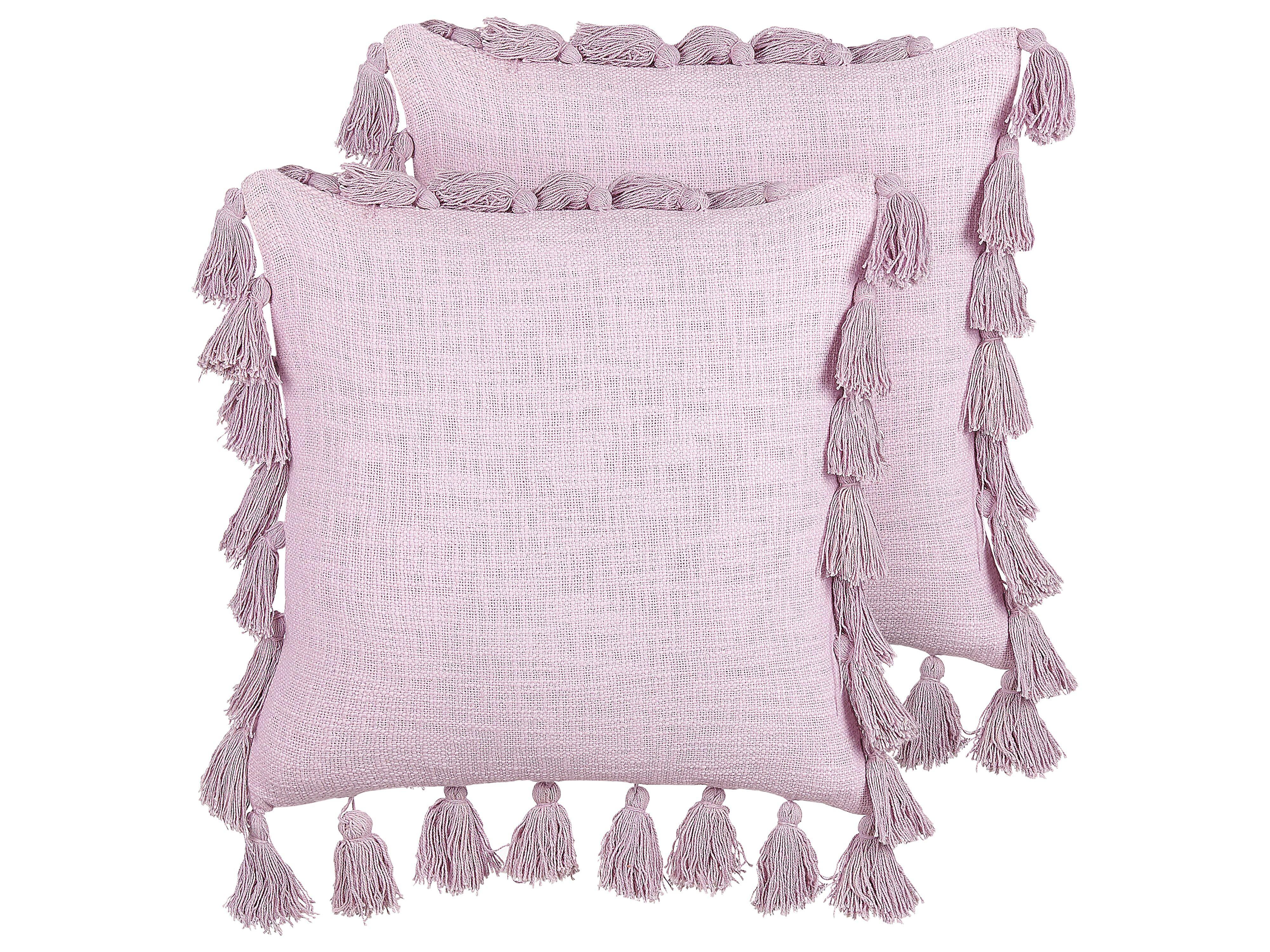 DEKOKISSEN 2er-Set Rosa 45/45 cm Lynchis - Pink, Naturmaterialien/Textil (45/45cm) - Beliani