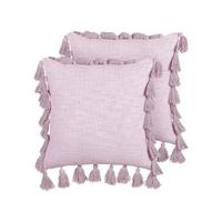 DEKOKISSEN 2er-Set Rosa 45/45 cm Lynchis - Pink, Naturmaterialien/Textil (45/45cm) - Beliani