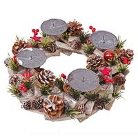ADVENTSKRANZ HOLZ OHNE KERZEN Grau, Multicolor - Multicolor/Grau, Holz (12cm) - MCW