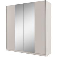 SCHWEBETÜRENSCHRANK Perla mit 2 Türen und Spiegel, 200 cm, Sandbeige - Sandfarben, Holzwerkstoff (200/210/65cm) - Beautysofa