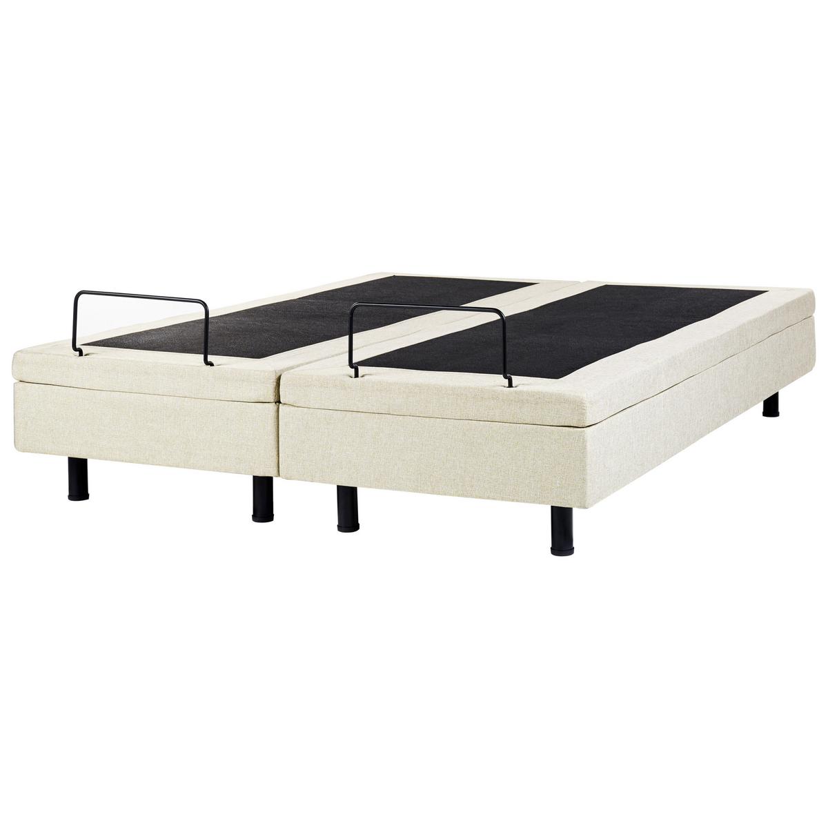 POLSTERBETT Verstellbar 160/200 cm Beige Duke II - Beige/Schwarz, Textil (160/200cm) - Beliani