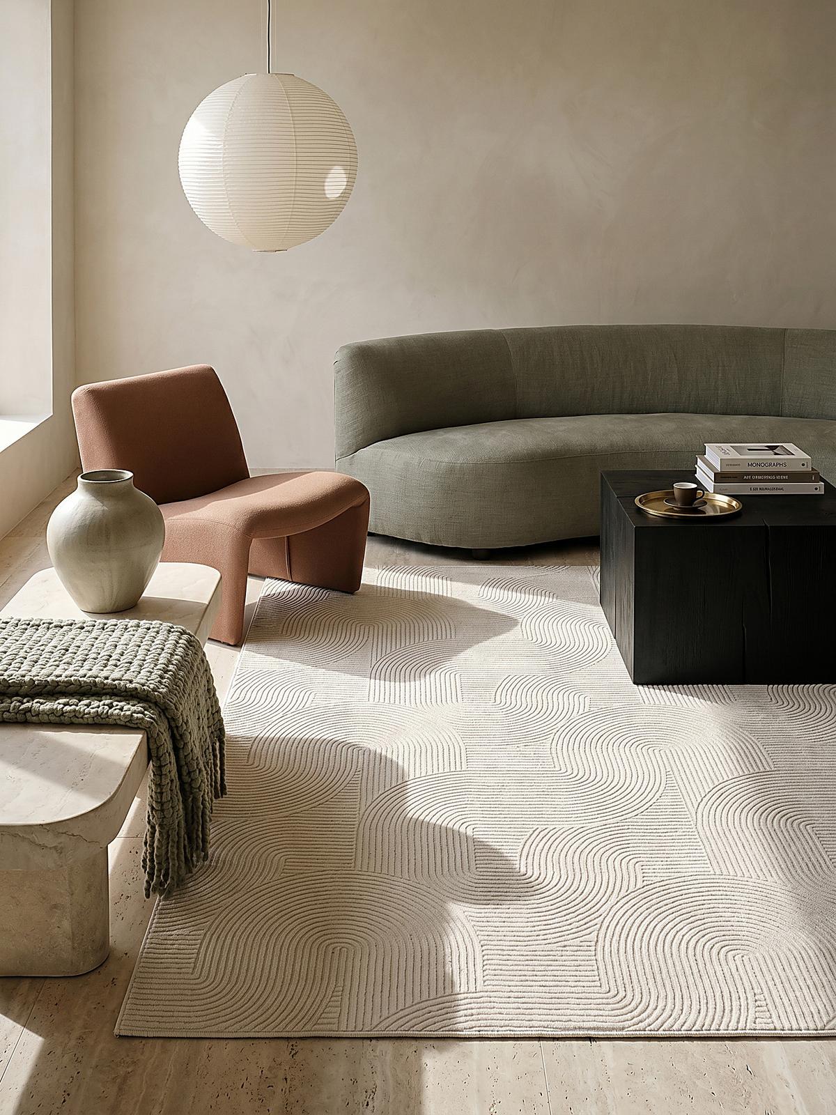KURZFLORTEPPICH Antirutsch Geometrisch DALAR Polypropylen Creme 200 x 200 cm - Beige, Textil (200/200cm) - KADIMA DESIGN