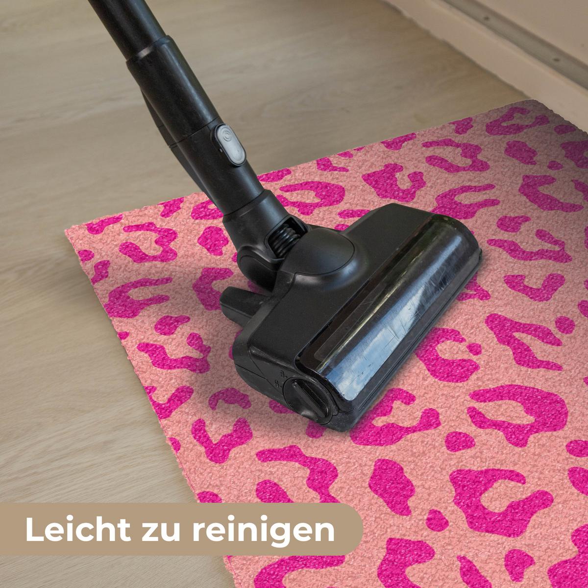 FUSSMATTE Pantherdruck - Rosa - Tierdruck - Minimalistisch Sauberlaufmatte 90x60 cm - Pink, Kunststoff (90/0.4cm) - MuchoWow
