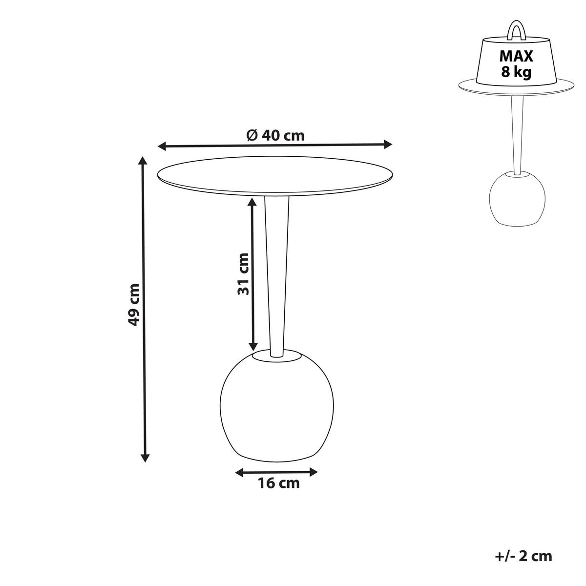 BEISTELLTISCH Aluminium weiß rund 40 cm Eucla - Weiß, Metall (40/40/49cm) - Beliani