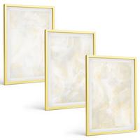 BILDER SET 3er Set - 40x60 cm Goldrahmen - Helles Strukturfarbendesign - Goldfarben, Kunststoff (40/60cm) - TULUP