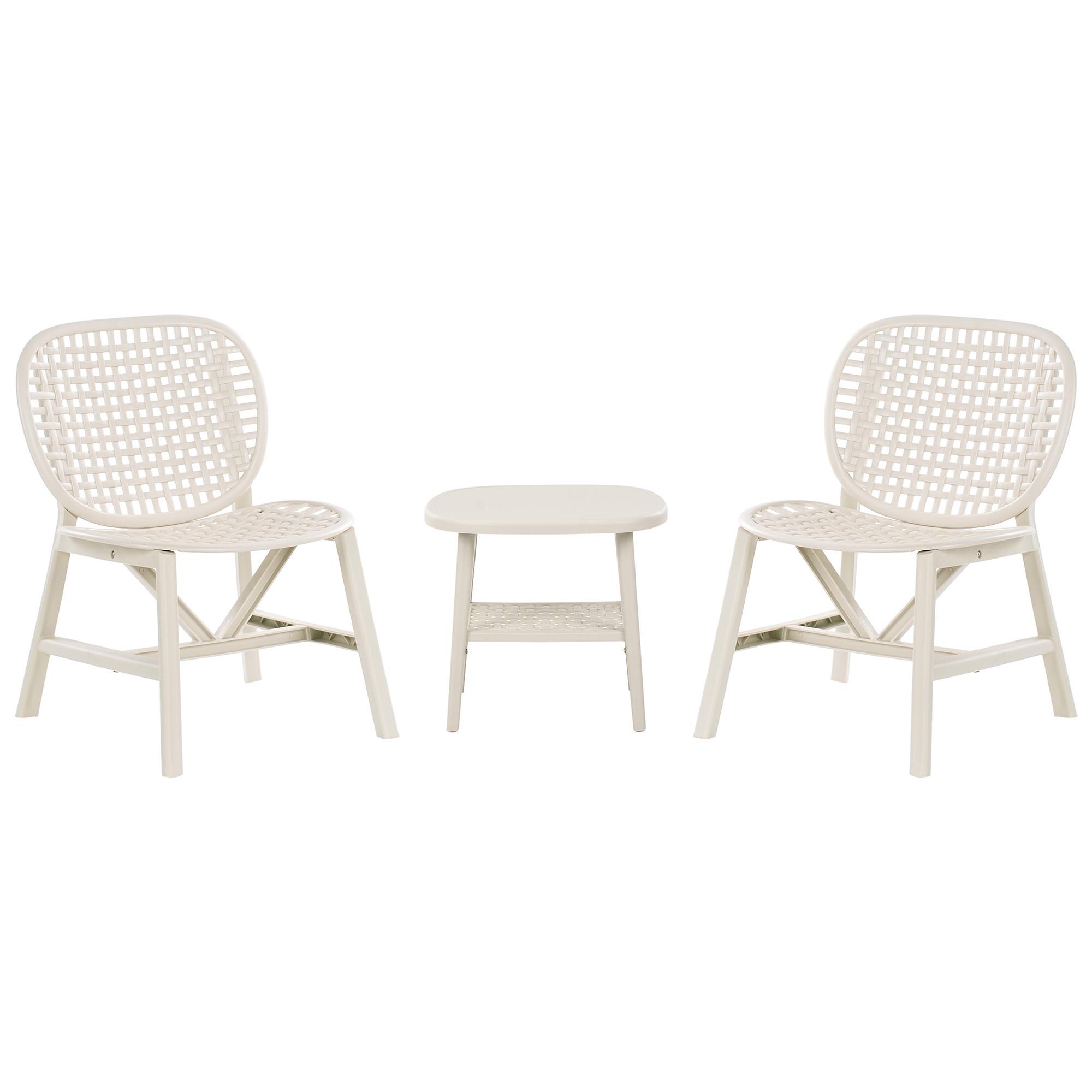 BISTRO-SET Cremeweiß Sicelle - Weiß, Kunststoff - Beliani