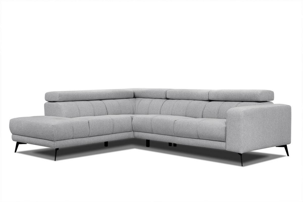 ECKSOFA MORELLO 5-Sitzer, silberfarben - Silberfarben/Schwarz, Holzwerkstoff/Textil (158/269cm) - Wozimo