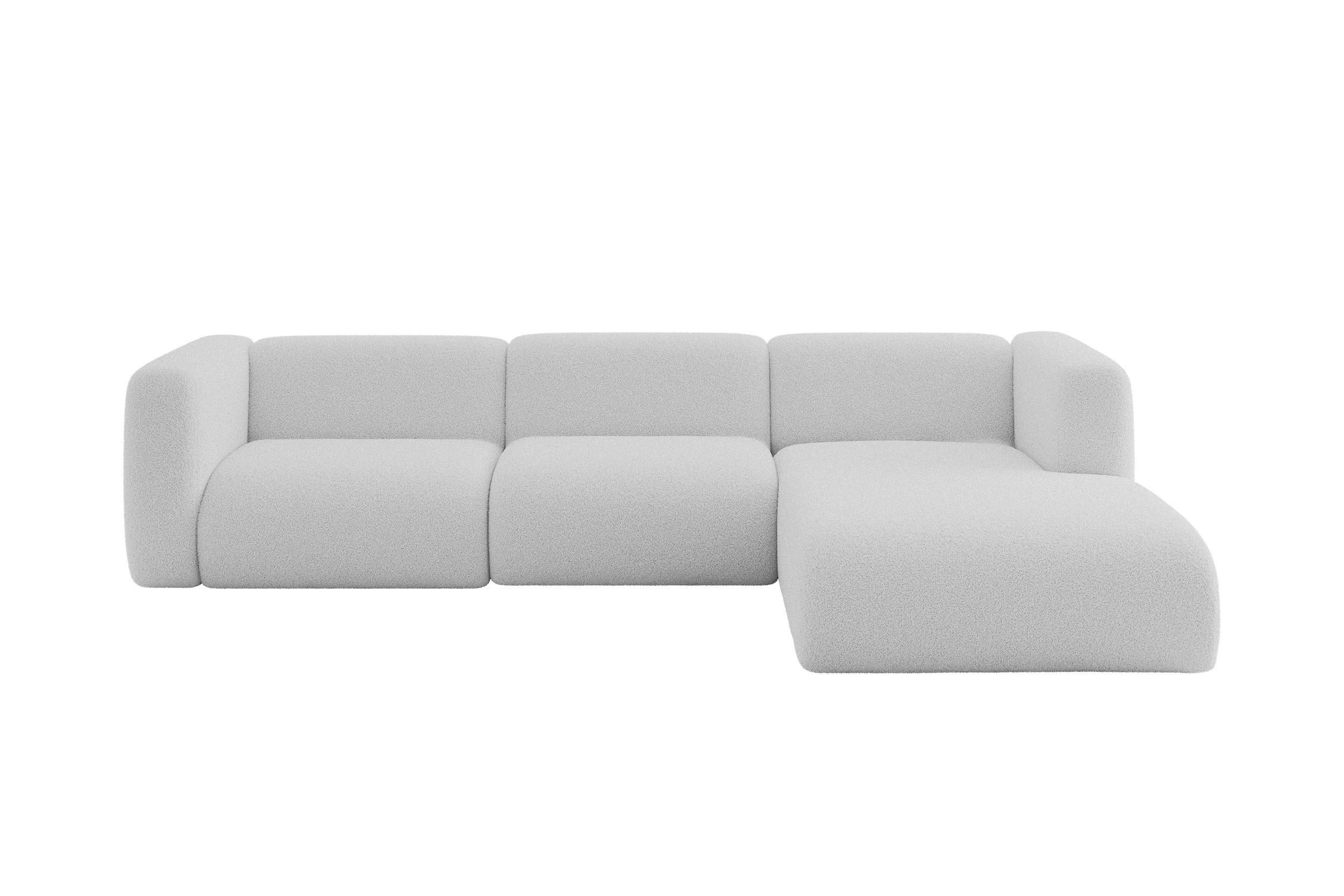 ECKSOFA Ottomane Rechts MIRA-L2 318x179x89 Hellgrau Bouclé - Silberfarben/Hellgrau, Holzwerkstoff/Kunststoff (318/179cm) - ALTDECOR