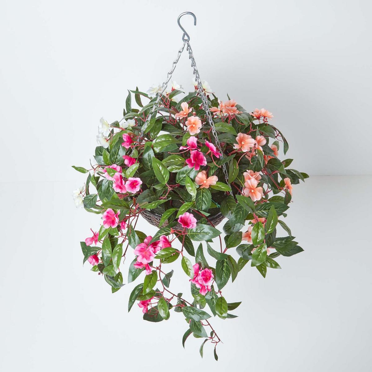 KUNSTBLUME Fleißiges Lieschen in Blumenampel, 85 cm - Multicolor, Kunststoff (85cm) - Homescapes